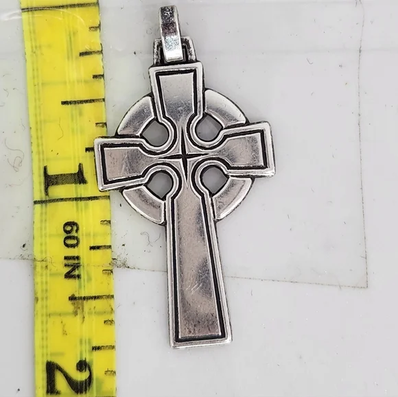 Retired James Avery Large Sterling Celtic Cross Pendant w North Star Center